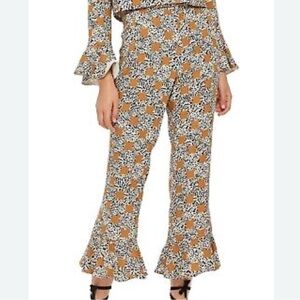 NEW TopShop Animal Print Leopard Trouser Pants Ankle Ruffle Frill Hem‎ Size US 6